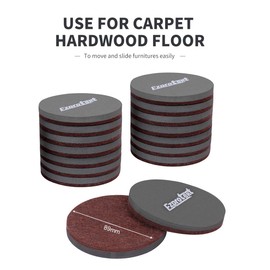 Ezprotekt 3.5 Inch Furniture Sliders 89 mm Round Felt Sliders Moving Furniture Gliders Pads for Hardwood Floors Protection and All Hard Surfaces,16 PCS Brown