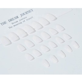 Hkanlre Short Press on Nails Almond White Fake Nails Acrylic Glossy False Nails Full Cover Gradient Nails for Women and Girls 24PCS