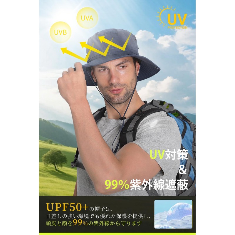 Nippaws Safari Hat, Men's, Sun Protection Hat, Wide Brim, UV