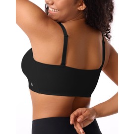 COMFELIE Pullover Sleep Bra Supportive Sports Bralette for Seniors Comfort Cami Bras Everyday Bra for Women Black Medium