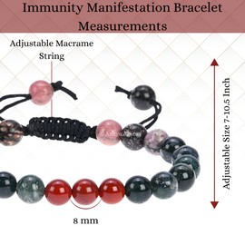 Healing Bracelets Set for Immunity Manifestation - Rhodonite Moss Agate Carnelian Bracelet for Men and Women - Calming Anxiety Stress Relief Gifts Pulseras Para Hombres Mujer Stocking Stuffers