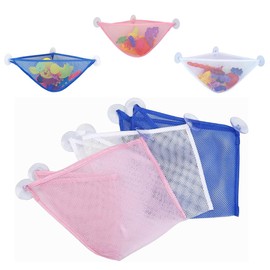 3Pcs Toy Organizer Bathtub Mesh Net Baby Toy Storage Bags, Bath Toy Storage Hanging Mesh Toy Bags with Suction Hooks, Bath Toy Organizer Mesh Storage Bag Baby Shower Toys Bathtub Net Bag Bath Toy Bag