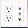 Wallplate City 1 Port CAT6 Ethernet COAX PHONE Wall Plate-Round Outlet White