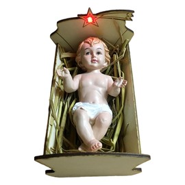 Harilla Babies Jesus Figure Jesus Child Figurine Collection Table Top Decoration Craft Wooden Nativity Figure for Home Holiday
