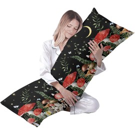 Mushroom Plant Black 20 x 54 Inches Body Pillow Cover Luxury Body Pillowcase with Hidden Zipper Closure Body Pillow Case Cover