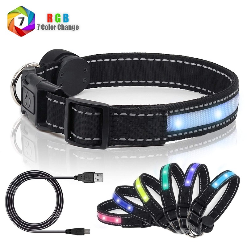 Light Up Dog Collar, Safety LED Dog Collars Rechargeable 7
