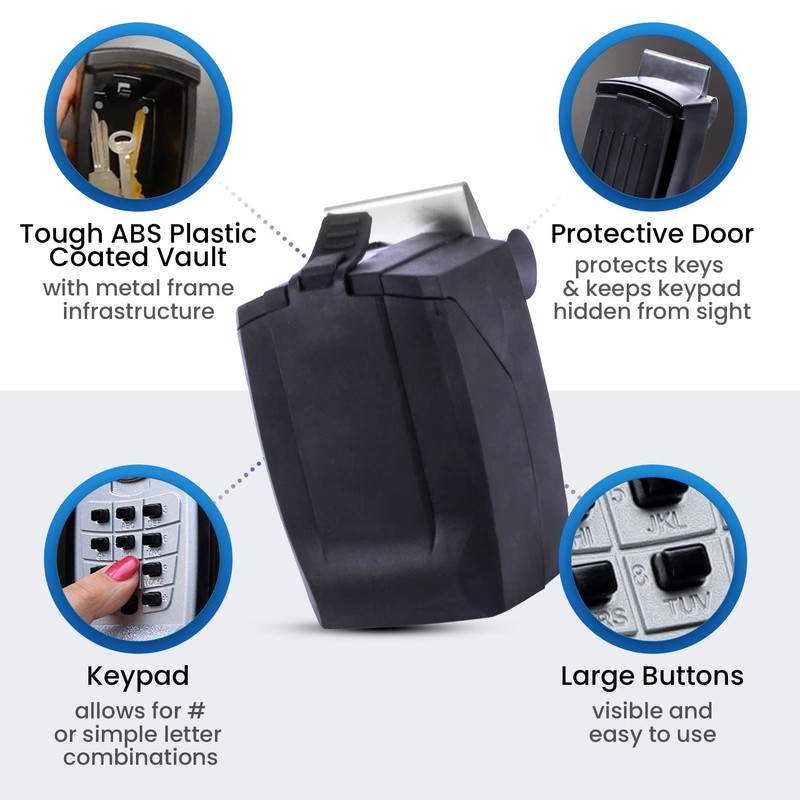 KeyGuard SL-591 Portable Car Lock Box, Black, Combination Lock, Keypad,
