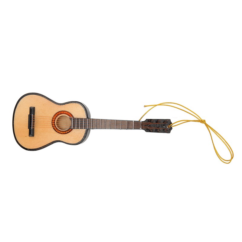 Guitar Model Lifelike Decorative Wooden Miniature Guitar Ornament for Christmas