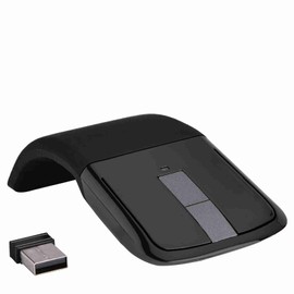 Dpofirs Arc Mouse, 2.4 GHz Foldable Arc Touch Mouse Mice USB Receiver for PC Notebook Smart TV (Black)