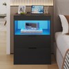 ADORNEVE LED Nightstand Black Nightstand with Wireless Charging Station 2