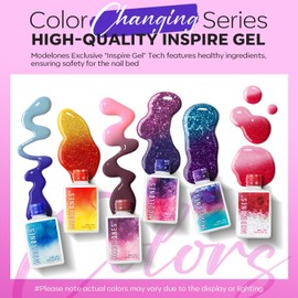 modelones Color Changing Gel Nail Polish, 6 Colors Christmas Red Blue Purple Pink Neon Mood Temperature Change Gel Polish Set Soak Off DIY Home Nail Art Gift