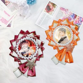 YUYAKESHI Can Badge Rosette Pain Bag Handmade Ribbon Pain Bag Decoration Lace Accessories for Garbage Rosette Shooting Star Star Decoration 55-75mm Badge, Ribbon Magnet Fabric