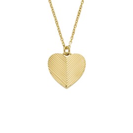 FOSSIL Harlow Linear Texture JF04652710 Women's Necklace Heart Stainless Steel Gold-Coloured, Stainless Steel, No Gemstone