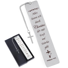 Afritee Christian Gifts Christian Bookmark - Inspirational Gifts with Gift Box Bookmark with Bible Verse and Cross Pendant Bookmark Communion Motivation Gift for Women Men