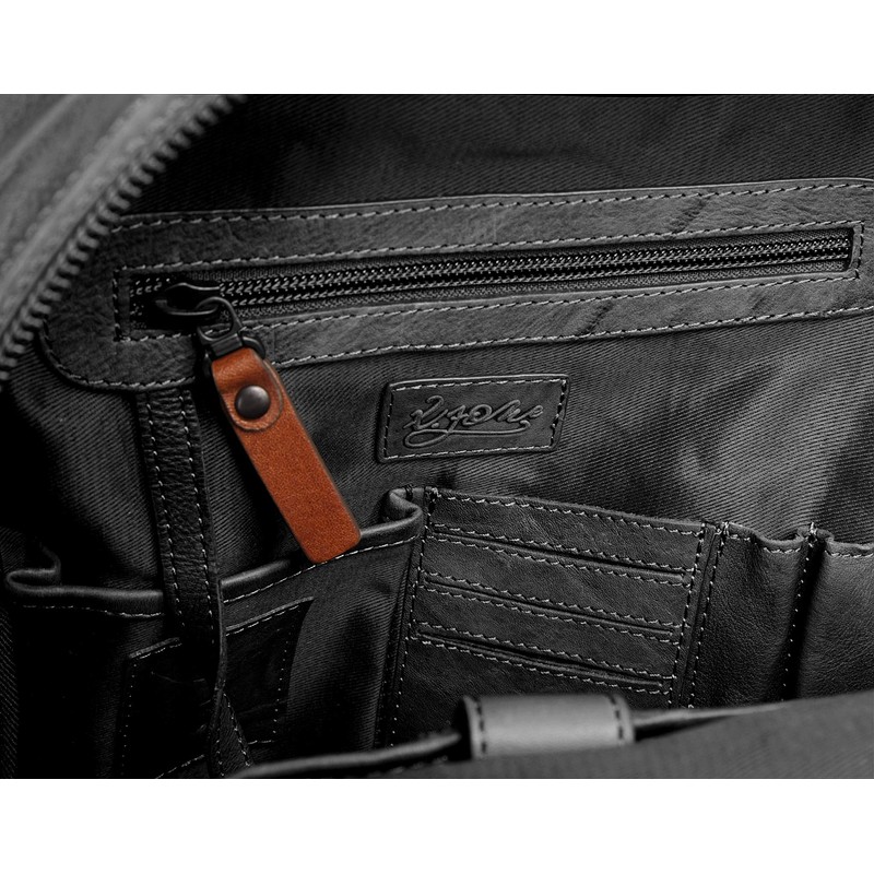 X-ZONE 020625 Rucksack Genuine Leather for Men and Women, black,