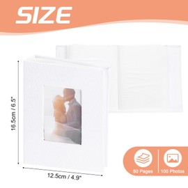 sourcing map Photo Album, 4 x 6 Linen Cover Photo Album Small Photo Album Book for 100 Pockets Hold 100 Pictures for Wedding Family Anniversary Engagement Travel, (White)