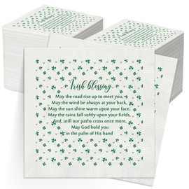 Spakon 100 Pcs St. Patrick's Day Napkins Unfolded 9 x 9 Inch Green Shamrock Paper Napkins 3 Ply Clover Disposable Decorative Papers for Spring Luncheons Dinners Holiday Decor Tableware Supplies