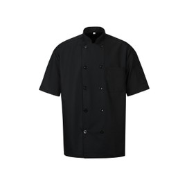 Ousafeve Unisex Black Chef Coat for Men Women Short Sleeve (XX-Large, Black_Short)