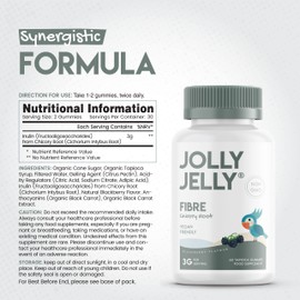 Prebiotic Fibre Gummies - 3g - Chicory Root Inulin, BlackBerry, Strawberry & Peach Flavour - Kosher, Halal - 60 Vegan Gummies.