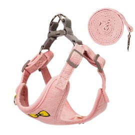 No Pull Dog Harness with Leash Pet Soft Vest Harness and Leash Set Dog Cat No Choke Escape Proof Harness Reflective Step in Harness for Small Medium Dogs Cats (Pink, Medium)