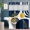 Boho Mid Century Modern Hookless Shower Curtain with Snap in