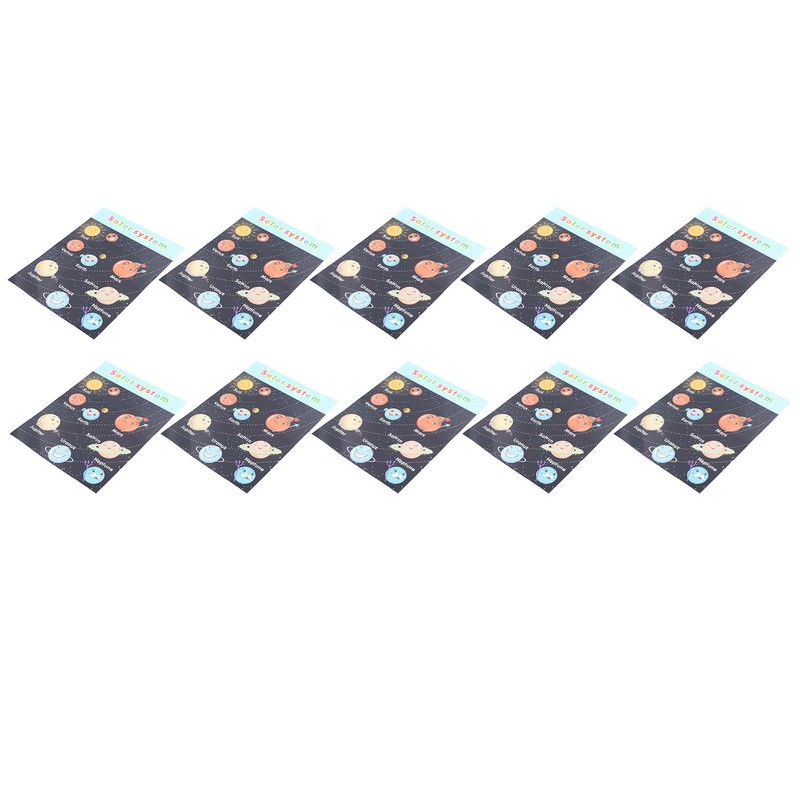 10pcs Children Cartoon Cute Solar System Poster Home School Planet
