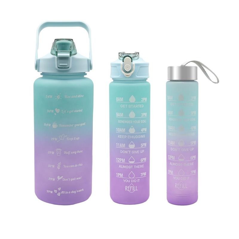 Summer Travel Gradient Water Bottles, 3 Counts/set Portable Tumbler with