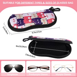 Playexen Sunglasses Case with Zip for Men & Women, Soft & Ultralight Neoprene Glasses Case, Portable Glasses Case with Carabiner for Glasses, Keys (Pink), pink