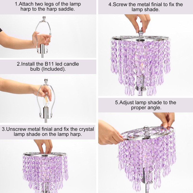 USB Bedside Crystal Lamp, 3 Way Dimmable Touch Nightstand Lamp