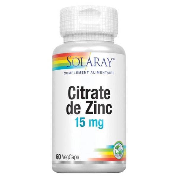 Solaray Citrate de Zinc 15 mg 60 gélules