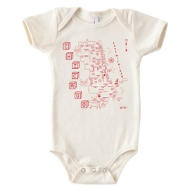 MAPTOTE Map One Piece - Unisex Baby Organic Cotton Short Sleeve Bodysuits - Chicago, 12-18 Months