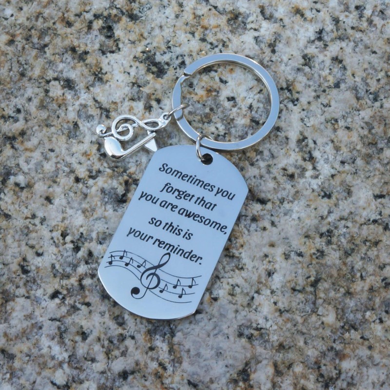 GiftYou Inspirational Music Keychain with Note - Metal Key Chain