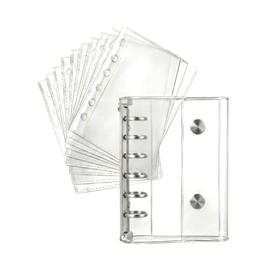CLUCKHUB Clear Seal Pad, A7, Girls, Removable, 6 Holes, 5.7 x 4.3 inches (145 x 110 mm), Sealing Binder, Transparent, Sticker Notebook, Refill, Seal Storage, Pushing Goods, 10 Pocket Refills