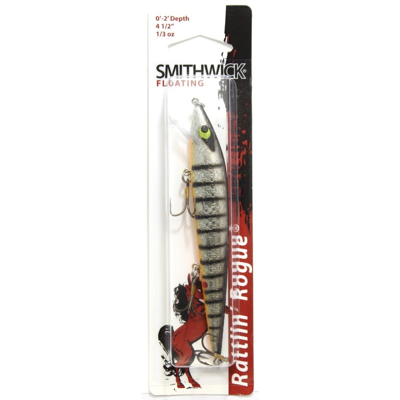 Smithwick Lures ARB1276 Floating Rattlin' Rogue Fishing Lure, Silver/Black Stripes,