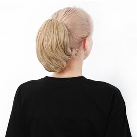 DAYCEN Straight Ponytail Hair Extension, Short Claw Sleek High Ponytail, Clip In Synthetic Fake Ponytail Hairpieces (Light Blonde)