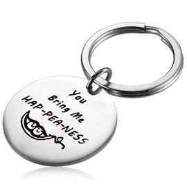 PLITI Couple Keychain Two Peas in A Pod Jewelry Pea Pod Keyring You Bring Me Happeaness Wedding Key rings for Couple (You Bring Me Happeaness Key)
