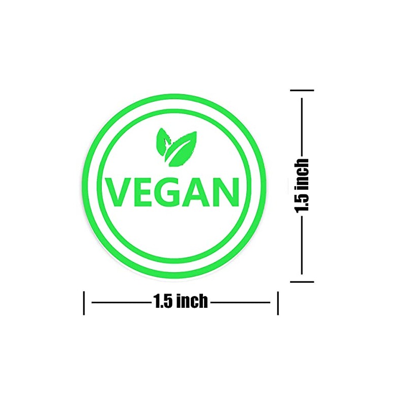Vegan Food Rotation Labels,1.5 Inch Round Circle Dot Vegan Stickers(500