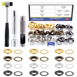 Glarks 82Pcs 14MM Thickened Grommets Eyelets with Tool Sets, 80Pcs 4 Colors Grommets Eyelets with Washers and 4Pcs Installation Tools for Fabric, Canvas, Curtain, Clothing, Leather Repair