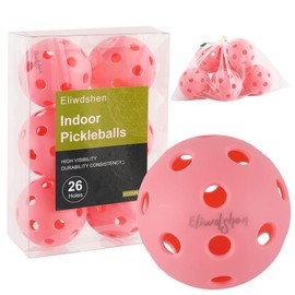 Eliwdshen Indoor Pickleball Balls|Crack-Resistant| 26 Holes | 6Pack| Racket Meets USAPA Standards| High Bounce Durable Practice Pickle Ball for Beginner Intermediate Player|Light Pink