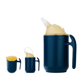 Senior Water Cup Sippy Cups for Elderly, Safe Silicone Spill Proof Cups with 2 Handles Straw and Lid for Adults for Hospital Patients, Elderly, Pregnant, and Disabled(Blue)