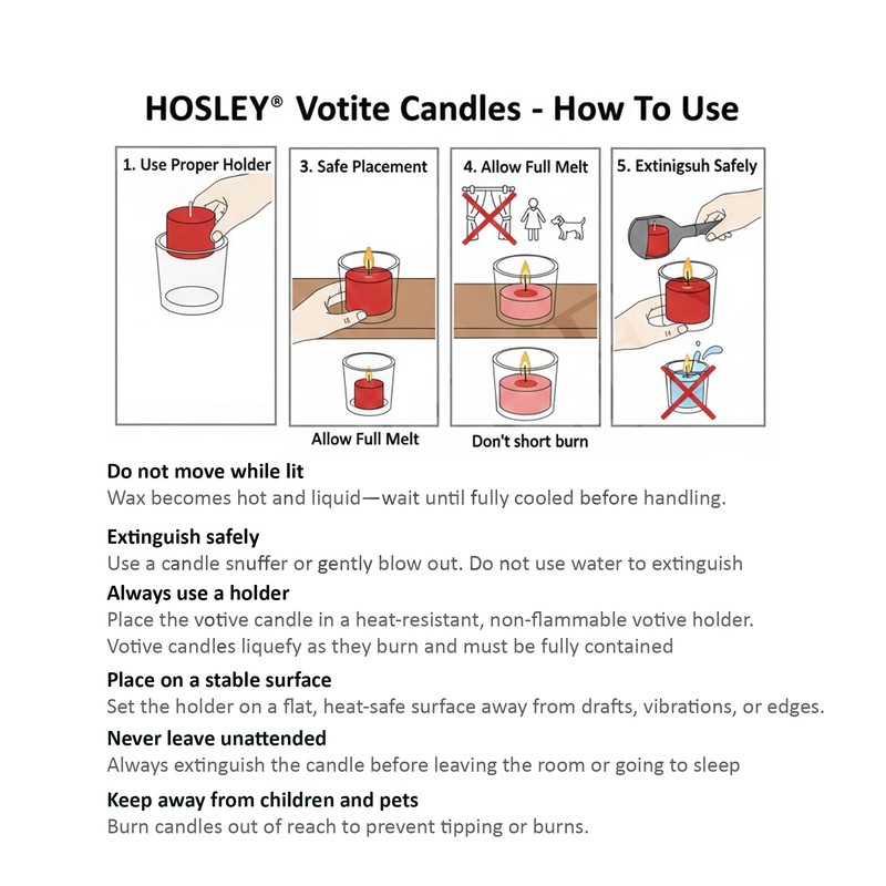 Hosley Unscented White Votive Candles, 72-Pack – Clean-Burning, Long-Lasting 10-12