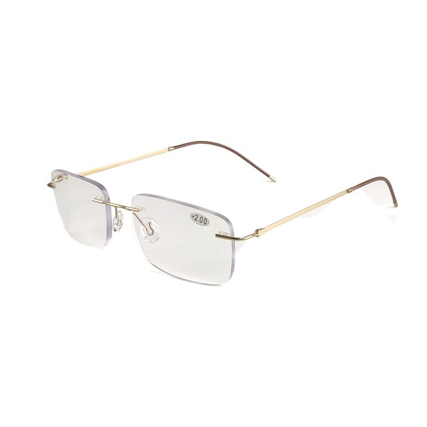 krlanhx Ultralight Rimless Progressive Multifocal Reading Glasses Dual-use Anti-fatigued Reader