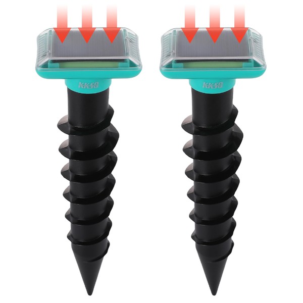2 Pack Solar Ultrasonic Mole Repellent Outdoor, 3 Modes, Waterproof