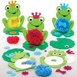 Baker Ross AX837 3pcs Frog Pom Pom Craft Kit Creative Art and Craft Supplies for Kids to DIY Decorating and Displaying