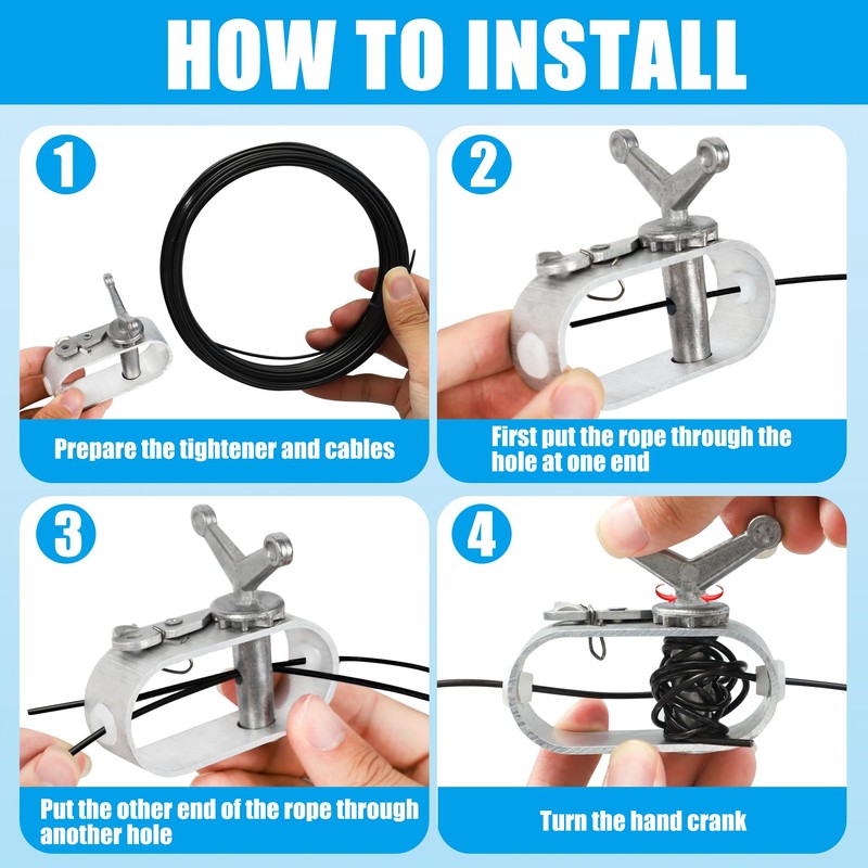 Pool Cover Cable and Winch Kit 100 Ft Heavy-Duty Pool