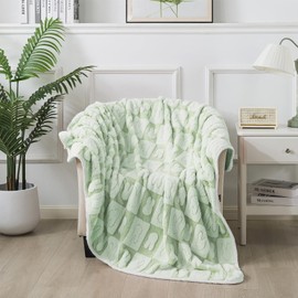 DJDEA Baby Blankets for Newborn Boys and Girls, 75cmX100cm Fluffy Cozy Warm Blanket with Rabbit Pattern Baby Throw Cute Thick Soft Blanket Shower Birthday Newborn's Gift Green