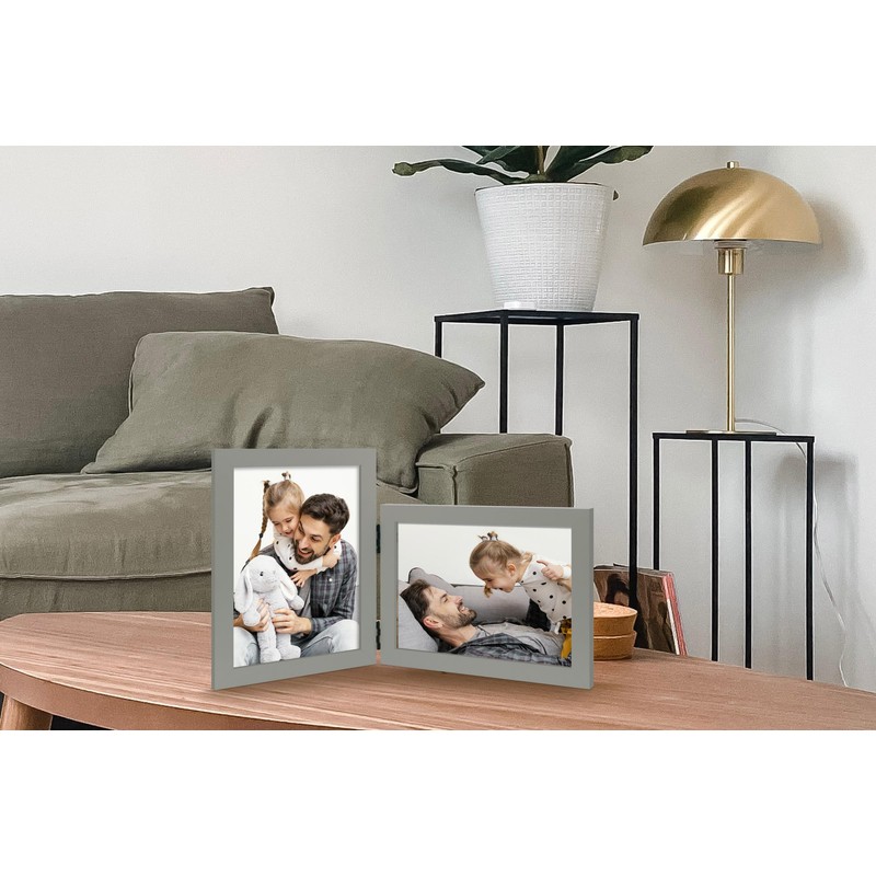 JD Concept Vertical Horizontal Combo, Double 5x7 Grey Wood Foldable