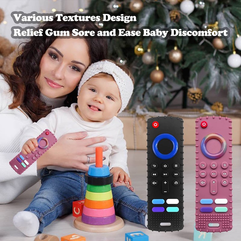 ERSIHUA 2Pcs Silicone Teething Toys, TV Remote Control Shape Teethers