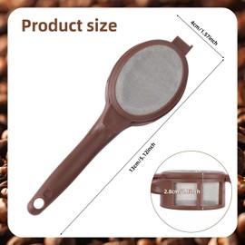 Coffee Filter Spoon, Fine Mesh Tea Strainer Scoop with Long Handle Practical Reusable Coffee Infuser Brewing Funnel Tool for Home & Office (Brown)