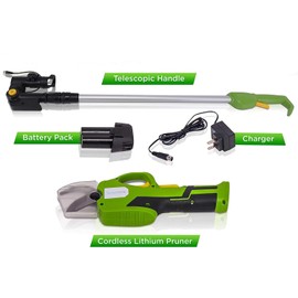 Serenelife Cordless Pruning Shears & Branch Cutter - Electric Pruner with 6 feet of Extension Reach - Rechargeable Battery & .98 IN Cutting Diameter - Ideal for Bushes, Roses, Gardens & Branches